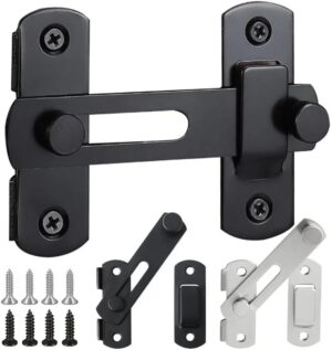 [1pcs] Door Bolts Hasp Latch Lock Sliding Door Lock Stainless Steel A Type Latch For Casement Cabinet Fitting With 4 * Screws (Black)-B0DXCLSRFY