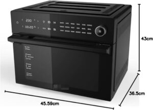 Family Air Fryer 30L Digital Display Dual Cook Function Air Fryer With Multi Programmes 1800Watt 30-230 Degree Timer 12 Hours Black Editions, Steam Functions-B0DVBJ4XLX