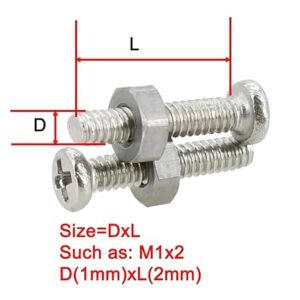 Stock Small Screws Stainless Steel Glasses Watch Screw Nuts Set Phillips Cross Round Head Motherboard PCB Bolts Kit 500Pcs (M1 500Pcs)-B0D1GV2KDG