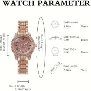 [ 1pcs -Rose Gold] Shining Diamond Watch Luxury Women Brand Quartz Gold Bracelet Watches Ladies Zircon Crystal Top Elegant Wristwatch Clock Gifts-B0D1GZ2NXN