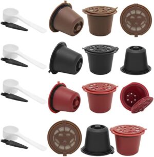 [1PCS+Brash+Spoon] Reusable Capsules Refillable Coffee Pod for Capsule for Coffee Machine Color As Shown-B0DJ98FM72