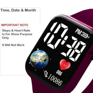51wm5y4MgSL._AC_ Kids Edition Digital LED Wrist Watch (Wine), Wine, Free Size, No Alarm, No Stopwatch, Just Time And Date-B0DW5KBQB4