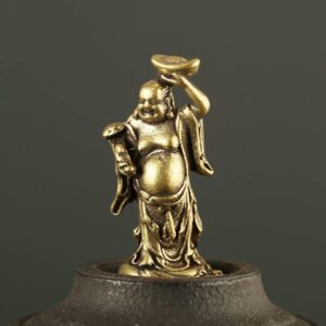 1pcs -Copper Maitreya Buddha Miniatures Figurines Pocket Brass Small Statue Ornaments Home Decor Craft for Living Room Desk Decoration-B0C7333QQ4