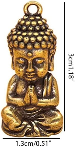 Miniature Sakyamuni Buddha Pendant Creative Mini Brass Crafts Mini Buddha Figurine Handcraft Brass Buddha Ornaments Bonsai Small Size:3 * 1.3CM(1.18 * 0.51in)-B0D5YP1384