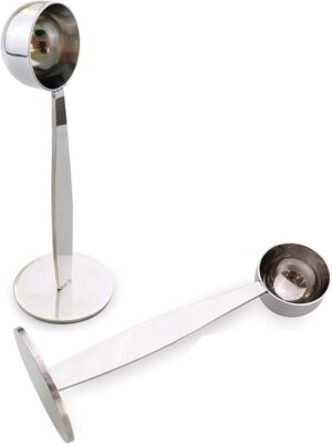 [1 PCs] Coffee Bean Press Espresso, Rumanle Stand Coffee Measure tamper spoon Stainless Steel Coffee & Tea Tools Measuring Tamping Scoop Coffee Tamper (1 Piece, Silver) 5 Cm diameter