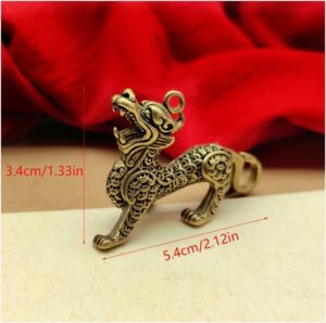 Bull Ornament Brass Sculpture Copper Miniatures Figurines Desk Decoration Pure Copper Handmade Lines Key Pendant Key Chain Accessories - (Jaguar- L5.5Cm)-B0D8H4YFXV