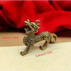 Bull Ornament Brass Sculpture Copper Miniatures Figurines Desk Decoration Pure Copper Handmade Lines Key Pendant Key Chain Accessories - (Jaguar- L5.5Cm)-B0D8H4YFXV