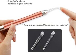 Decdeal- 2pcs Ear Wax Removal Ear Flap Set Stainless Steel Ear Wax Remover Spoon Baby Kids Adult Ear Plugs Ear Selector with Led Light-