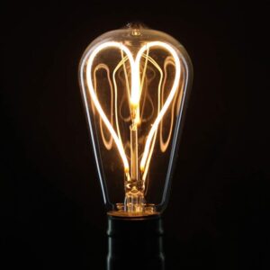 [Green Light- Energy Class A++] Designer Classic LED Filament ST64 Heart Love Design 4 W Dimmable 220/240 V E27 Vintage Light Bulb Antique Amber لمبة ديكور علي شكل قلب ضوء أخضر 4 واط-B0CNLK9L8T