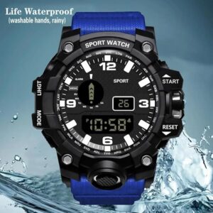 Men's LED Digital Watch Men Sport Watches Fitness Electronic Watch Multifunction Military Sports Watches Clock Kids Gifts [BlueXBlack]-B0D2BR9123
