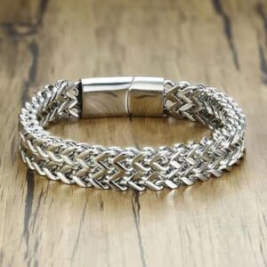 [1 Pc] Hip Hop Personality Cuban Chain Bracelet For Men Charm Stainless Steel Braided Keel Bracelet Jewelry Birthday Gift For Lover-B0CDHQ9BFC