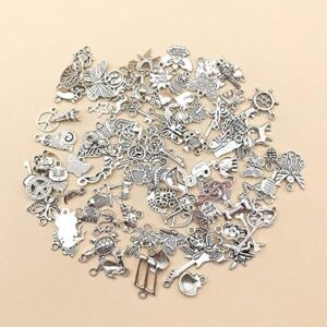 Silver Charm,50 Pieces Mixed Charms Pendants Silver-Charms Craft Supplies for Earrings Necklace Bracelet Jewellery DIY-B0C5G7NFH7