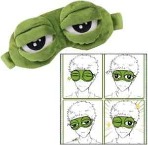 1Pcs - 3D Frog Cartoon Design Sleeping Eye Blinder Soft Plush Eye Mask Green-B0CKVXHVZZ