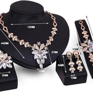611ZWZswUrL._AC_SX522_ New 4Pcs Jewelry Set Flower Design Birthday Gift Durable Necklace Earrings Bracelet Ring Jewelry Set for Wedding Gift-B0C562458S