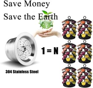 Reusable Coffee Capsule, Stainless Steel Capsule for K-Fee Caffitaly Cafissmo with Plastic Spoon Cleaning Brush-B0BWRPVPGD