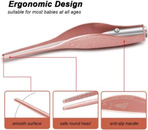 Decdeal- 2pcs Ear Wax Removal Ear Flap Set Stainless Steel Ear Wax Remover Spoon Baby Kids Adult Ear Plugs Ear Selector with Led Light-