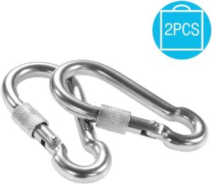 PROND Locking Carabiners, Heavy Duty Carabiner, 316 Stainless Steel Screw Lock Carabiner Hooks, 2.7inch (2PCS - 316 Stainless Steel-B08YK44Z18)