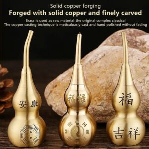 1Pcs Chinese Good Luck Brass Gourd Figurine Crafts Bagua Diagram Pattern Charm Amulet Statue Sculpture Feng Shui Home Decoration Random (ACLJY688-2)-B0DS6FTPVT