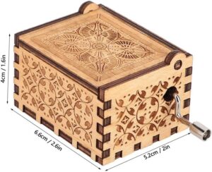 Wooden Music Box Hand Music Box Wooden Engraved Hand Crank Carved Plywood Crank Carved Vintage Mechanism Music Box(Moon river)-B0B1X1M2DM