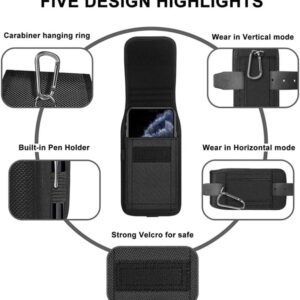 618UWtnEFML._AC_SL1001_ Tactical Cell Phone Pouch Holster with Free D Shaped Buckle Protable Wallet Card Waist Pack Outdoor Sports Nylon Carrying Case - Vertical (XXL) 17.5 * 10CM-B0DB76328L