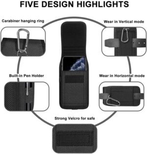 Tactical Cell Phone Pouch Holster with Free D Shaped Buckle Protable Wallet Card Waist Pack Outdoor Sports Nylon Carrying Case - Vertical (XXL) 17.5 * 10CM-B0DB76328L