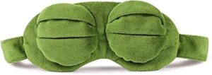 1Pcs - 3D Frog Cartoon Design Sleeping Eye Blinder Soft Plush Eye Mask Green-B0CKVXHVZZ