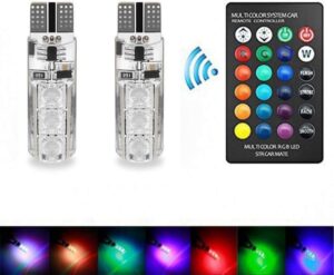 [1set] T10 5050 rgb remote control car led bulb 6 smd multi color w5w 501 side light bulbs crystal lamp-B0CMNCRKW6