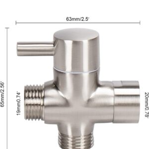 1PCs Solid Brass G1/2" Shower Arm All Metal Universal 3-Way Diverter Valve for Hand Shower and Fixed Shower Head，Replacement Component Adapter-B0CVL5SB14