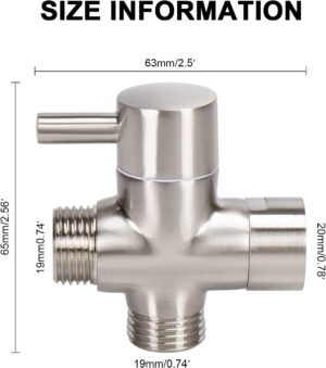 1PCs Solid Brass G1/2" Shower Arm All Metal Universal 3-Way Diverter Valve for Hand Shower and Fixed Shower Head，Replacement Component Adapter-B0CVL5SB14