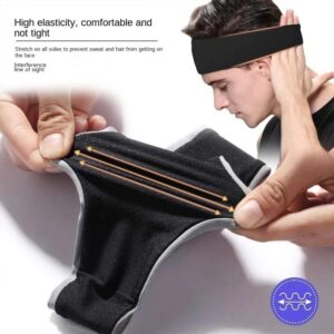 [1PCs - Black] Sport Headbands Sweatband Elastic Yoga Running Hair Band Sweat Bandage Workout Tennis Fitness Jog Basketball Headscarf Men Women(053)-B0D3LHNV5Y
