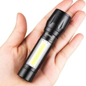 COB LED Flashlight Rechargeable Torch Zoom Flashlight Built-in Battery+USB Cable (1 Pack) 11Cm (1 Pack)-B0DJ8KZ8TV