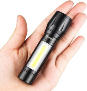 COB LED Flashlight Rechargeable Torch Zoom Flashlight Built-in Battery+USB Cable (1 Pack) 11Cm (1 Pack)-B0DJ8KZ8TV