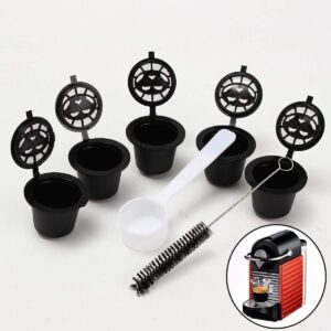 Reusable Coffee Pod Refillable Capsule Spoon Brush Bundle For Nespresso Machines-B081TP94BT