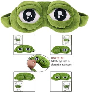 1Pcs - 3D Frog Cartoon Design Sleeping Eye Blinder Soft Plush Eye Mask Green-B0CKVXHVZZ