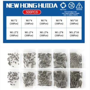 61I3aNvraAL M1 M1.2 M1.4 M1.6 M2.5 M3 304 Stainless Steel Watch Eyeglasses Screws Small Screw Set Metric Thread Phillips Bolt Assortment Kit (500Pcs) (M1.4 M1.6 (500Pcs))-B0DL4SDGBH