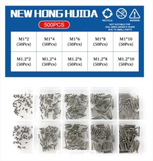 M1 M1.2 M1.4 M1.6 M2.5 M3 304 Stainless Steel Watch Eyeglasses Screws Small Screw Set Metric Thread Phillips Bolt Assortment Kit (500Pcs) (M1.4 M1.6 (500Pcs))-B0DL4SDGBH