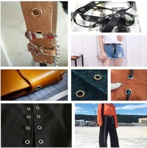 100 Sets Metal Eyelet Grommet Ring Kit for Garment Canvas Sewing Accessories Silver - (Dia. 4mm)-B0C2HW3WYB