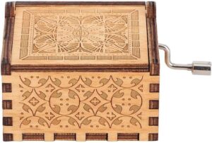 Wooden Music Box Hand Music Box Wooden Engraved Hand Crank Carved Plywood Crank Carved Vintage Mechanism Music Box(Moon river)-B0B1X1M2DM