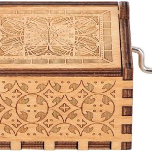 Wooden Music Box Hand Music Box Wooden Engraved Hand Crank Carved Plywood Crank Carved Vintage Mechanism Music Box(Moon river)-B0B1X1M2DM
