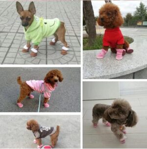 -4Pcs/Pink, Coffee, 5.2x4.4cm /No 4 /Set Cute Dog Boots Outdoor Snow Walking Non-slip Puppy Sneakers Supplies Puppy Comfortable Snow Boots Pet Winter Warm Shoes- See Size photo befor Buy Items,-B0BR62CHY9