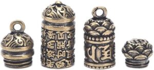 Brass Buddha Sutra Cylinder Pendant Container Bottle Keychain Hanging Necklace-B09R4XM8MK