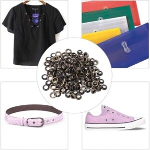 100 Sets Metal Eyelet Grommet Ring Kit for Garment Canvas Sewing Accessories Silver - (Dia. 4mm)-B0C2HW3WYB