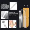 6 Pieces Stainless Steel Ear Wax Removal Kit, Reusable Ear Cleaning Tool, Ear Wax Cleaner, Ear Curette with Leather Storage Bag1 (Random Color)-B0DY7GVDZ2