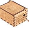Wooden Music Box Hand Music Box Wooden Engraved Hand Crank Carved Plywood Crank Carved Vintage Mechanism Music Box(Moon river)-B0B1X1M2DM