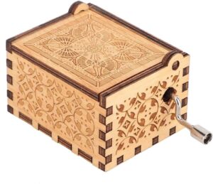 Wooden Music Box Hand Music Box Wooden Engraved Hand Crank Carved Plywood Crank Carved Vintage Mechanism Music Box(Moon river)-B0B1X1M2DM