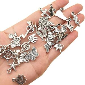 Silver Charm,50 Pieces Mixed Charms Pendants Silver-Charms Craft Supplies for Earrings Necklace Bracelet Jewellery DIY-B0C5G7NFH7