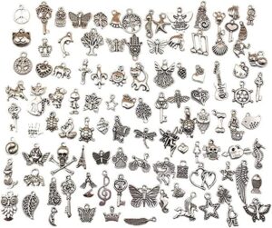 Silver Charm,50 Pieces Mixed Charms Pendants Silver-Charms Craft Supplies for Earrings Necklace Bracelet Jewellery DIY-B0C5G7NFH7