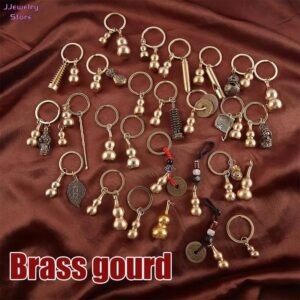 1Pcs as shown in Pic, Small Shape Brass Fortune Chinese Feng Shui Antique Coins Keyring Good Fortune Soild Gourd Keychain Wealth Success Jewelry, See Dimensions Befor Buying-B0DRDXRRXS