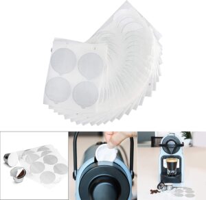 Blingbin Capsules Cup Film, 100pcs Stickers Self Adhesive Aluminum Foil Lids Coffee Capsule Cup Sealed Film-B095CQLLQB