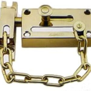 [1 Pcs] Door Chain Lock, Steel Slide Bolt Latch Safety Door Lock with Anti-Theft Chain and Spring Lock (Gold)-B0CK8CHNM2